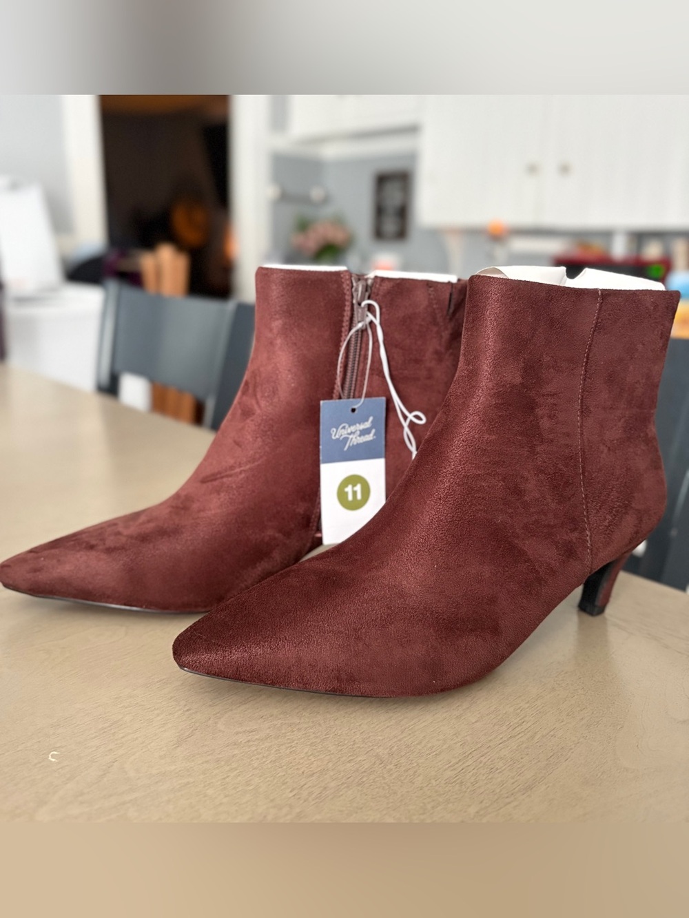 Universal Thread Chocolate Suede Heeled Ankle Boots